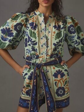 NWT Anthropologie Farm Rio Ocean Tapestry Romper